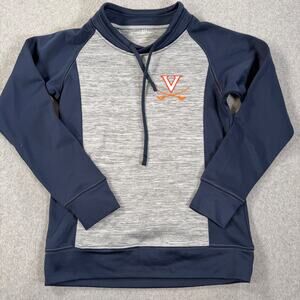 Virginia Cavaliers Mock Neck Drawstring Pullover Womens Small Vansport Blue Gray